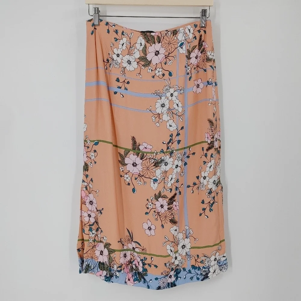 J Crew Satin Floral Midi Skirt - Picture 1 of 8